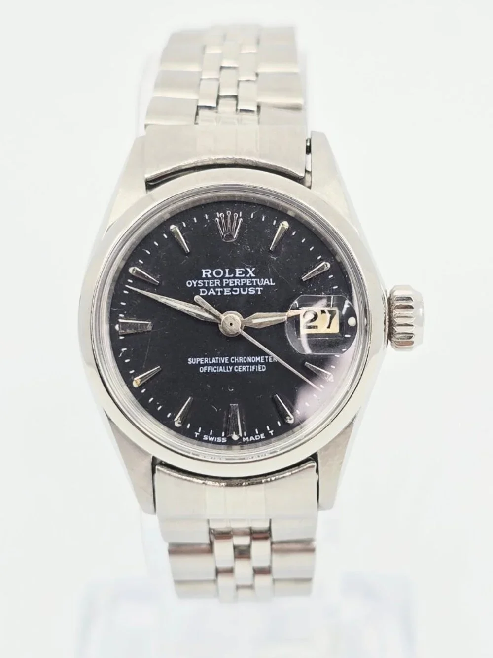 Rolex Lady Date 6516 Datejust Dial Black Tritium Jubilee 24mm Vintage Watch Rolex Date 6516 for sale | eBay main image 4